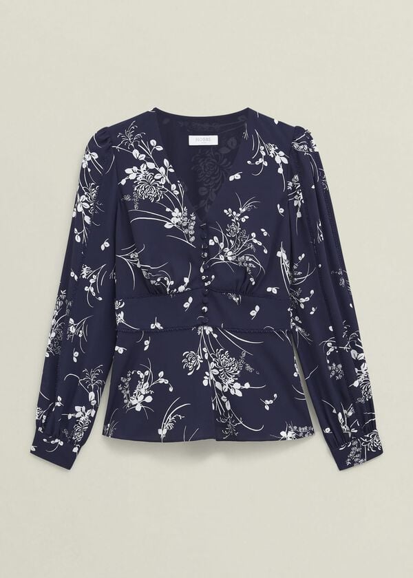 Hobbs Brielle Trimmed Top Midnight Multi