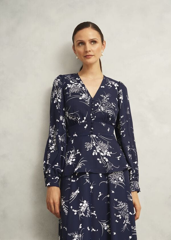 hobbs Brielle Trimmed Top Midnight Multi