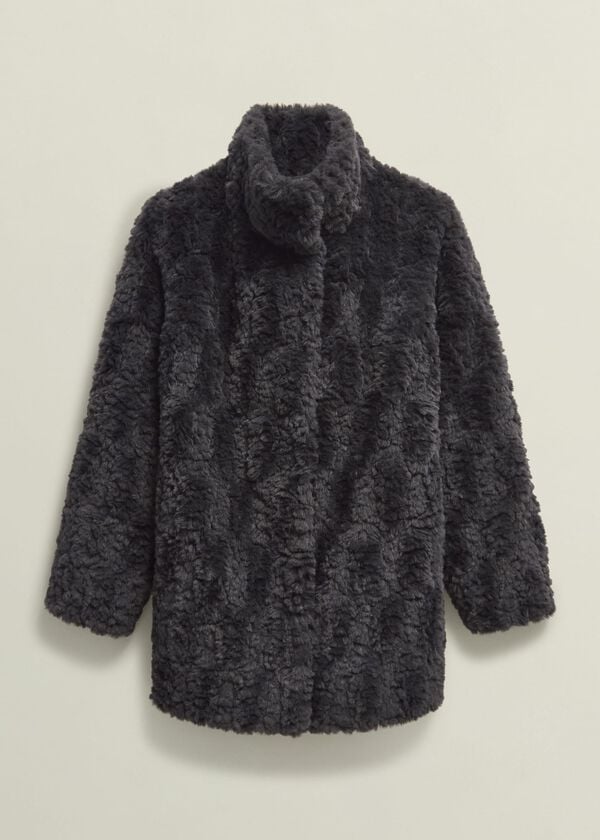 Hobbs Briony Faux Fur Coat Dark Charcoal