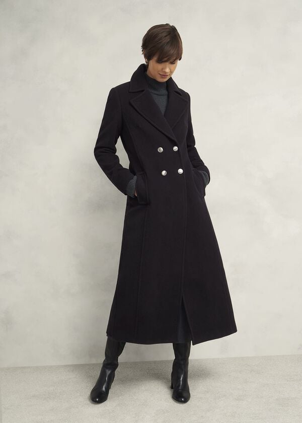 hobbs Brittany Wool Blend Maxi Coat Black