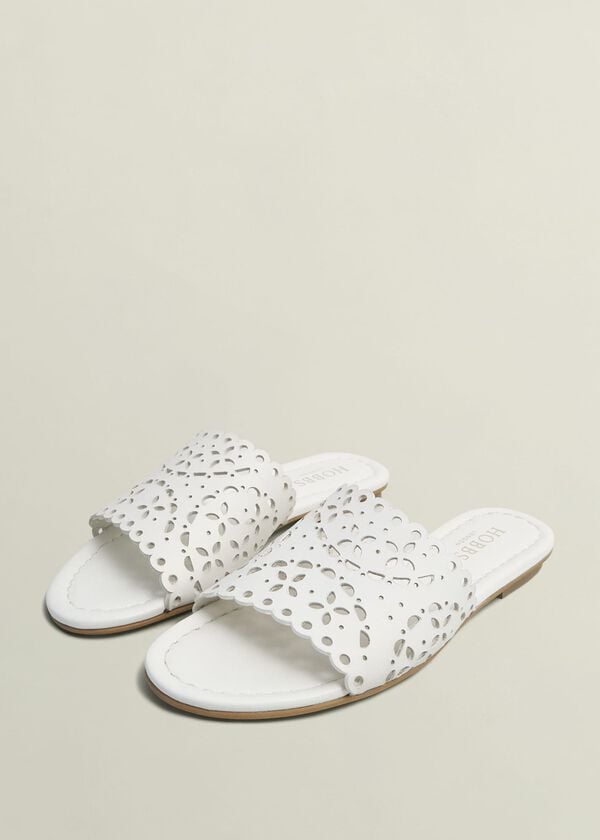Hobbs Brodie Leather Slides Ivory