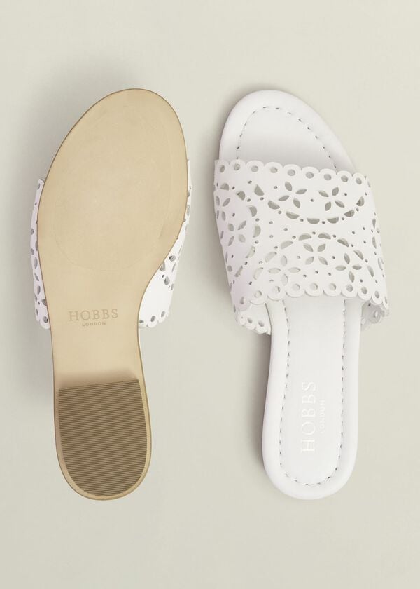 Hobbs Brodie Leather Slides Ivory