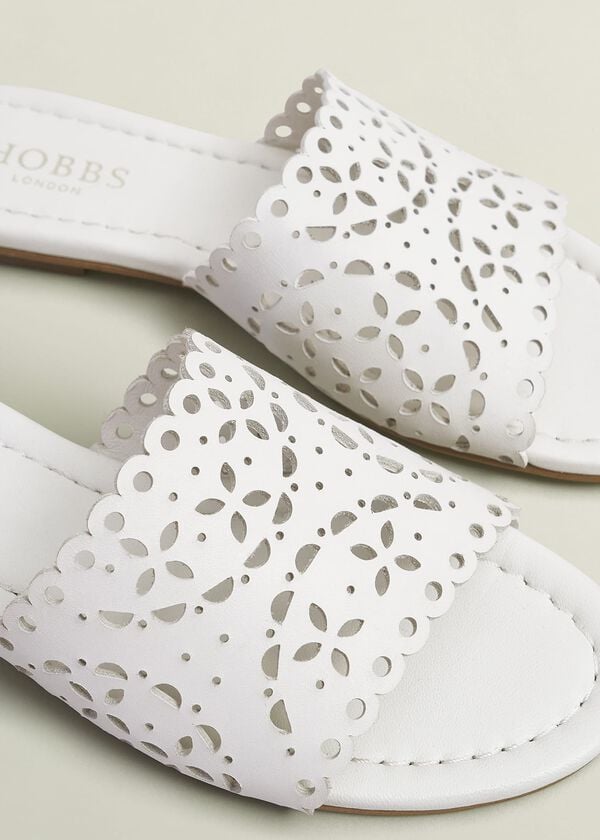 Hobbs Brodie Leather Slides Ivory