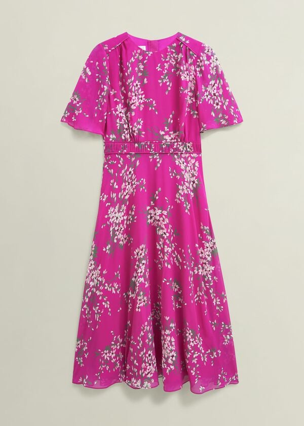 Hobbs Bronwyn Silk Dress Pink Multi