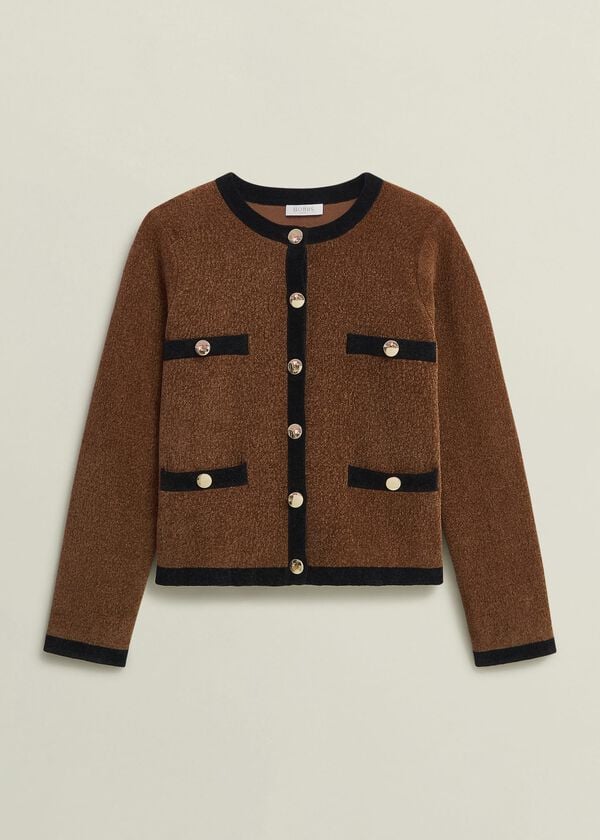 Hobbs Bryony Knitted Jacket Toffee Black