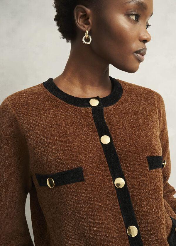Hobbs Bryony Knitted Jacket Toffee Black
