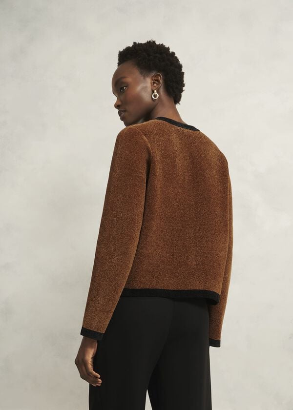 Hobbs Bryony Knitted Jacket Toffee Black