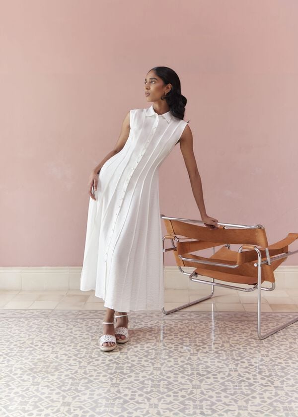 hobbs Burghley Seam Detail Shirt Dress Ivory