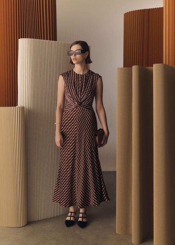 hobbs Burnby Dress Brown Ivory