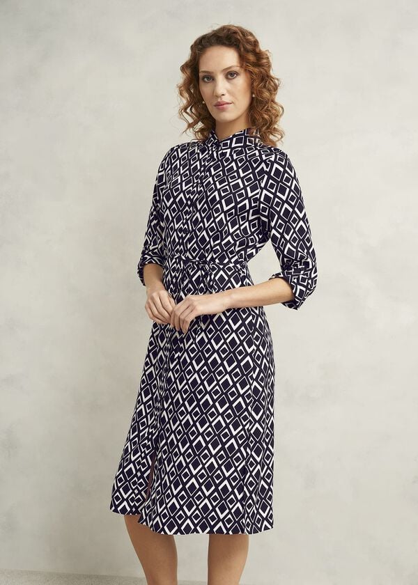 Hobbs Cali Dress Navy Ivory