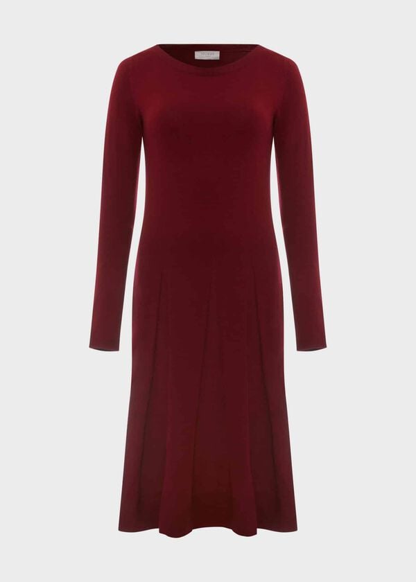 Hobbs Calla Knitted Dress Wine Red