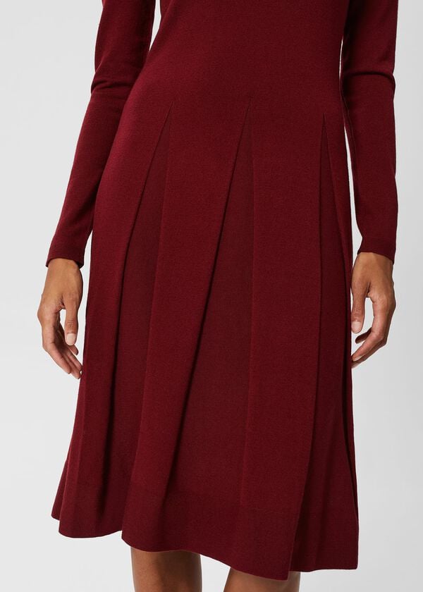 Hobbs Calla Knitted Dress Wine Red