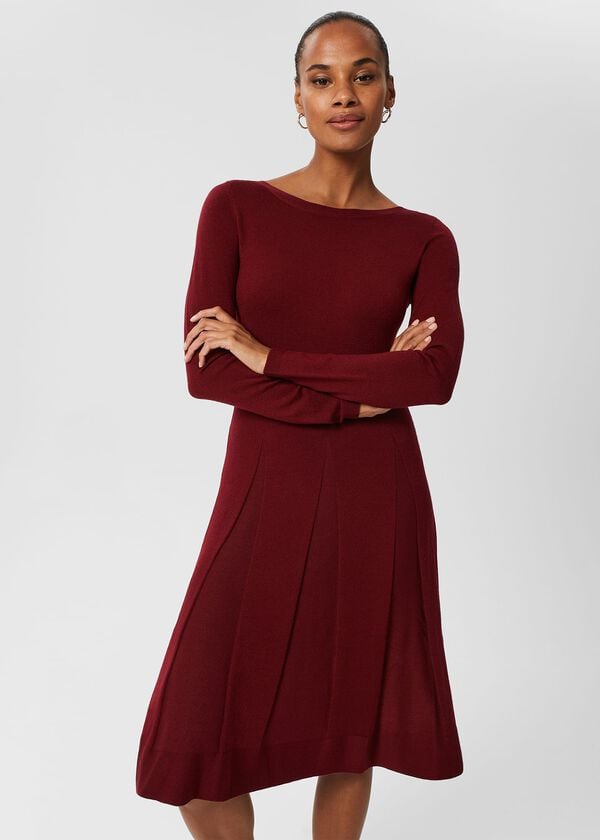 hobbs Calla Knitted Dress Wine Red