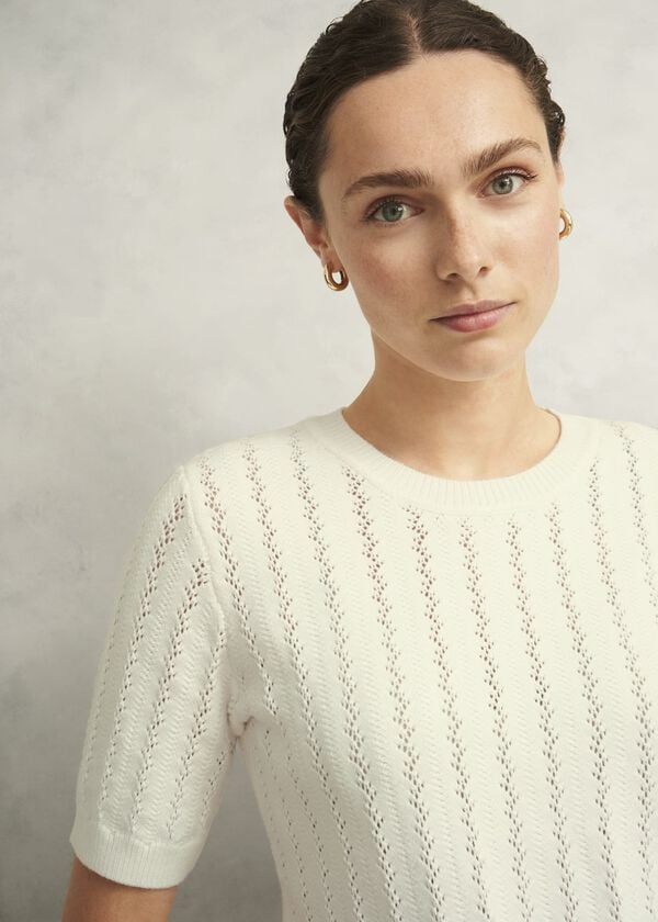 Hobbs Calla Knitted Top Warm Ivory