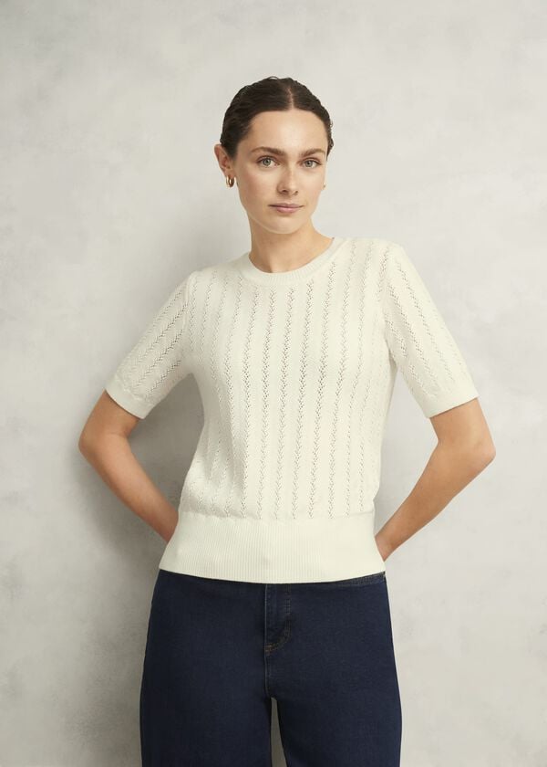 hobbs Calla Knitted Top Warm Ivory