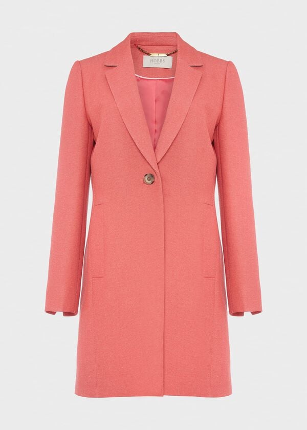 Hobbs Camellia Coat With Wool Deep Coral