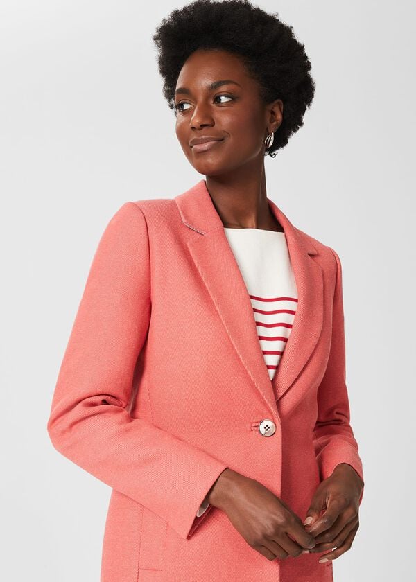 Hobbs Camellia Coat With Wool Deep Coral