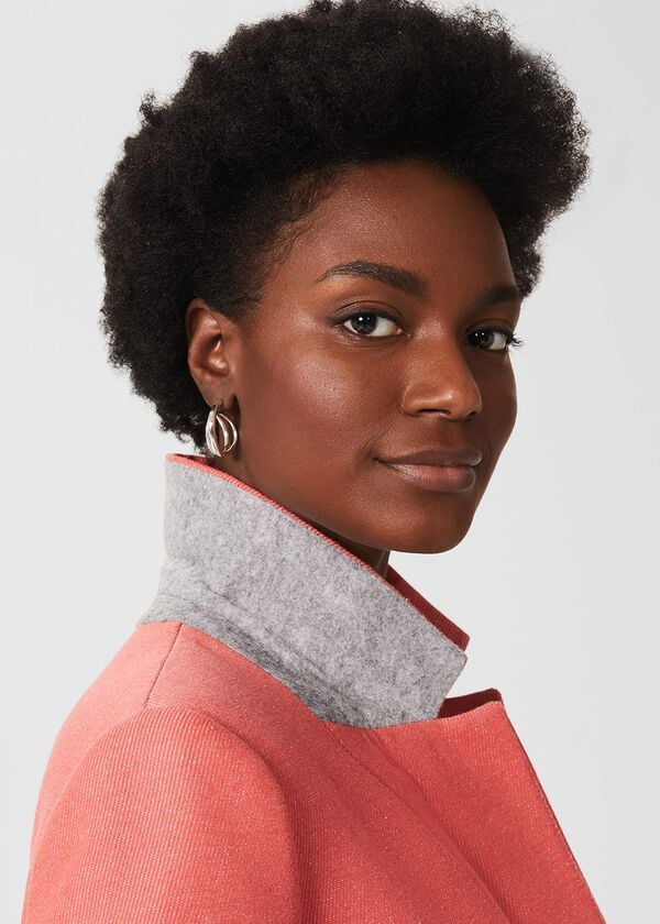 Hobbs Camellia Coat With Wool Deep Coral