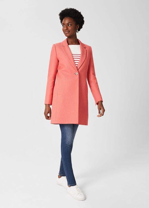 hobbs Camellia Coat With Wool Deep Coral