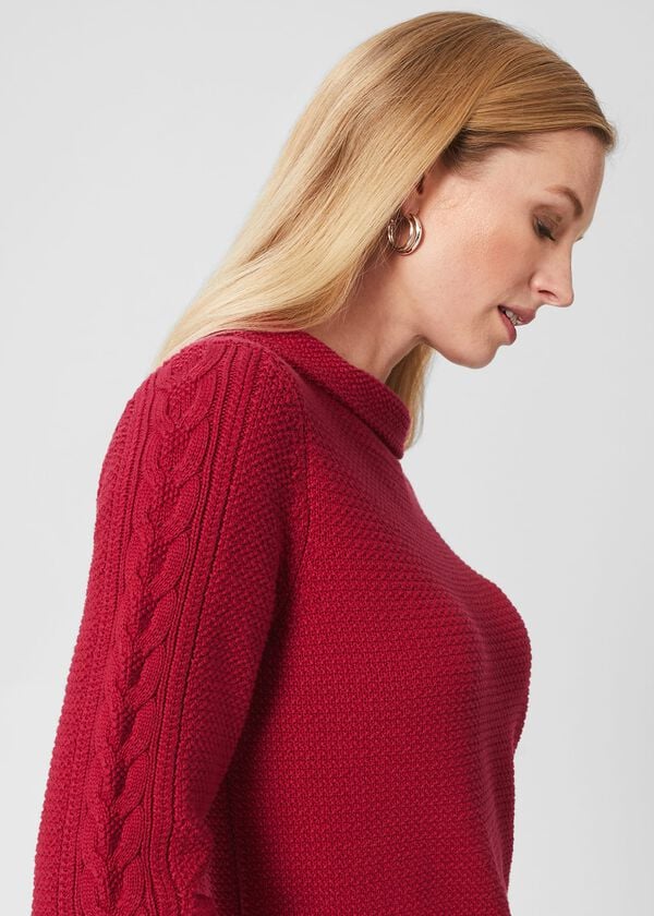Hobbs Camilla Cotton Jumper Cranberry Pink