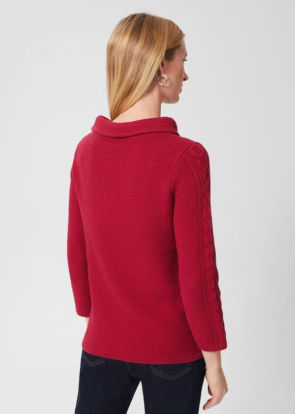 Hobbs Camilla Cotton Jumper Cranberry Pink