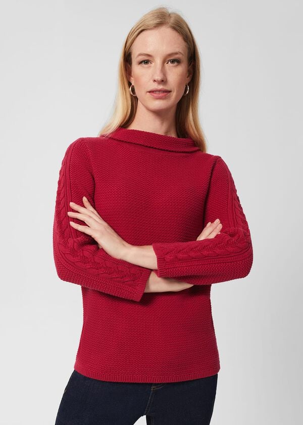 hobbs Camilla Cotton Jumper Cranberry Pink