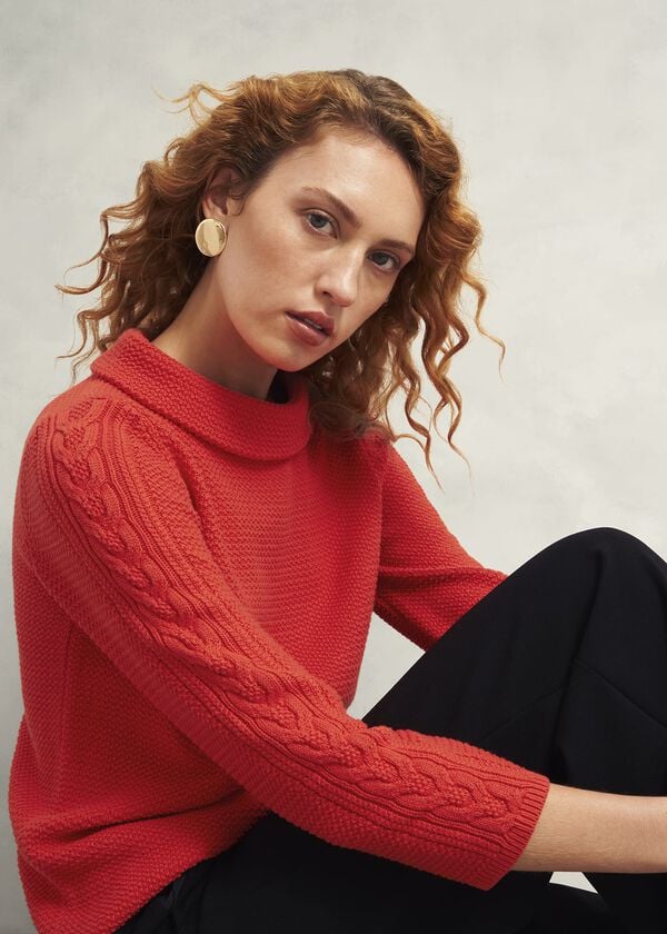 hobbs Camilla Cotton Jumper Scarlet Red