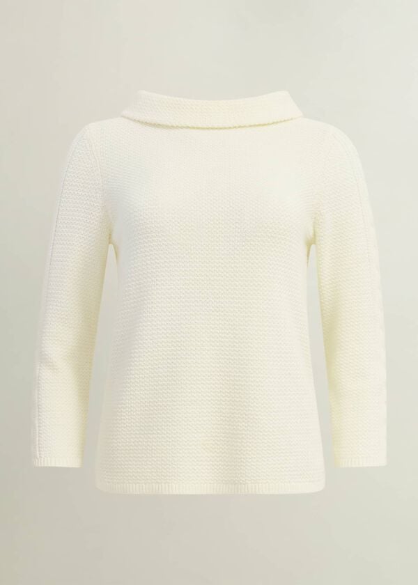 Hobbs Camilla Cotton Jumper Warm Ivory