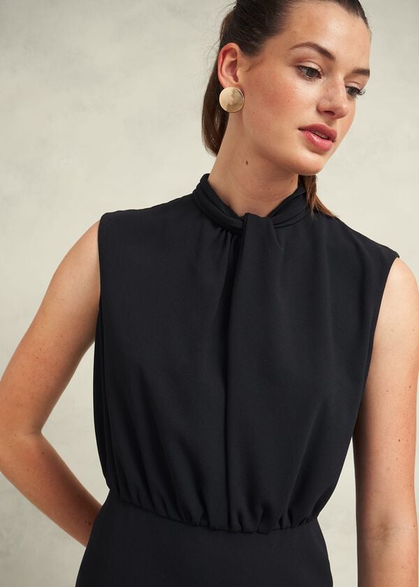 Hobbs Camille Twist Neck Dress Black