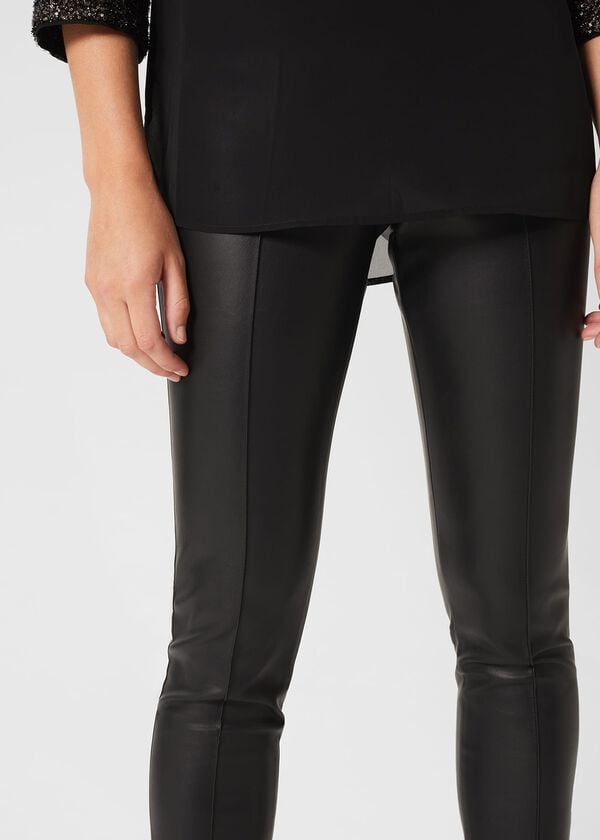 Hobbs Carey Faux Leather Leggings Black