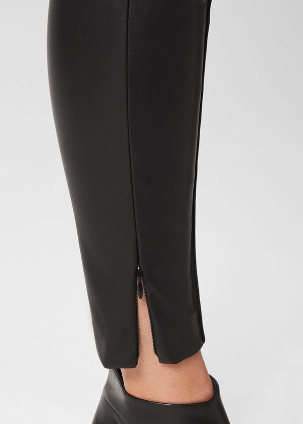 Hobbs Carey Faux Leather Leggings Black