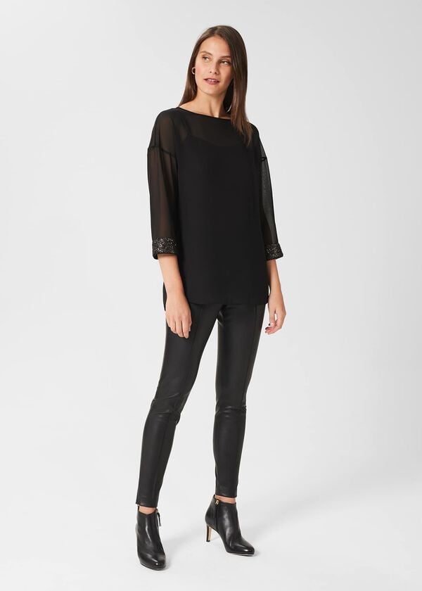 hobbs Carey Faux Leather Leggings Black