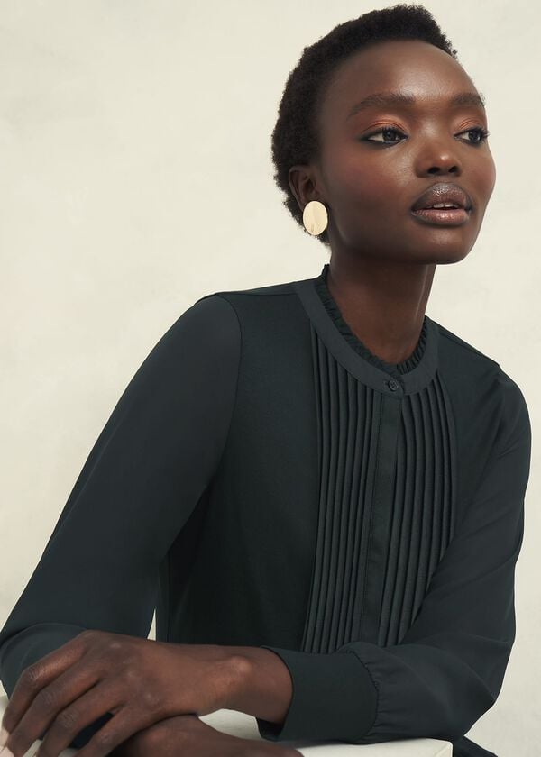 Hobbs Carina Pleated Top Evergreen