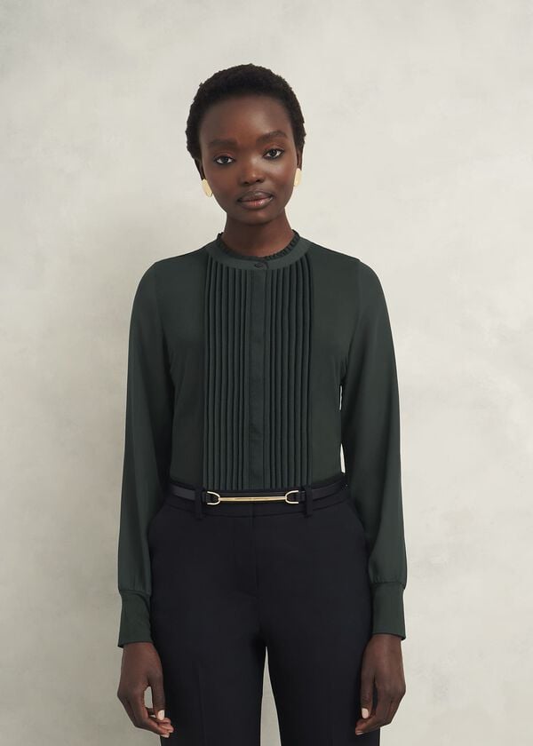 hobbs Carina Pleated Top Evergreen