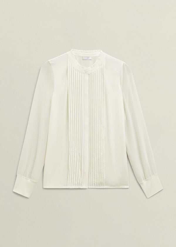 Hobbs Carina Pleated Top Ivory
