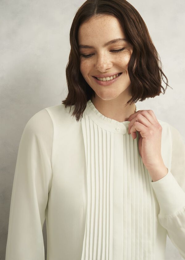 Hobbs Carina Pleated Top Ivory