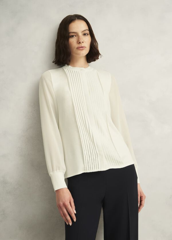 hobbs Carina Pleated Top Ivory