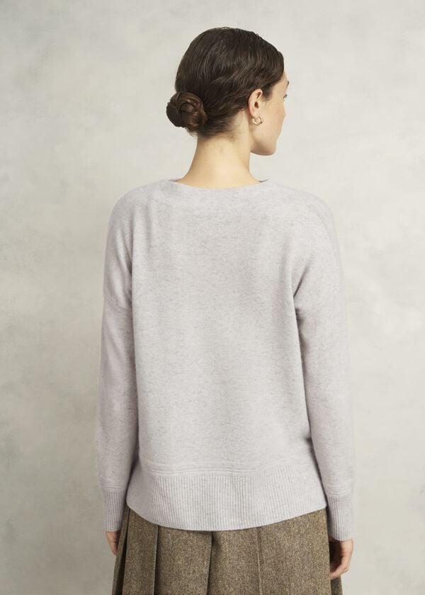 Hobbs Carine Cashmere Jumper Pale Grey Marl