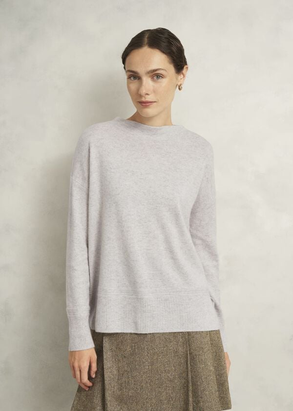hobbs Carine Cashmere Jumper Pale Grey Marl