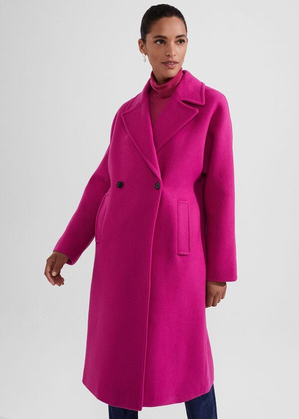 Hobbs Carine Wool Coat Bright Pink