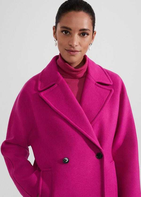 Hobbs Carine Wool Coat Bright Pink