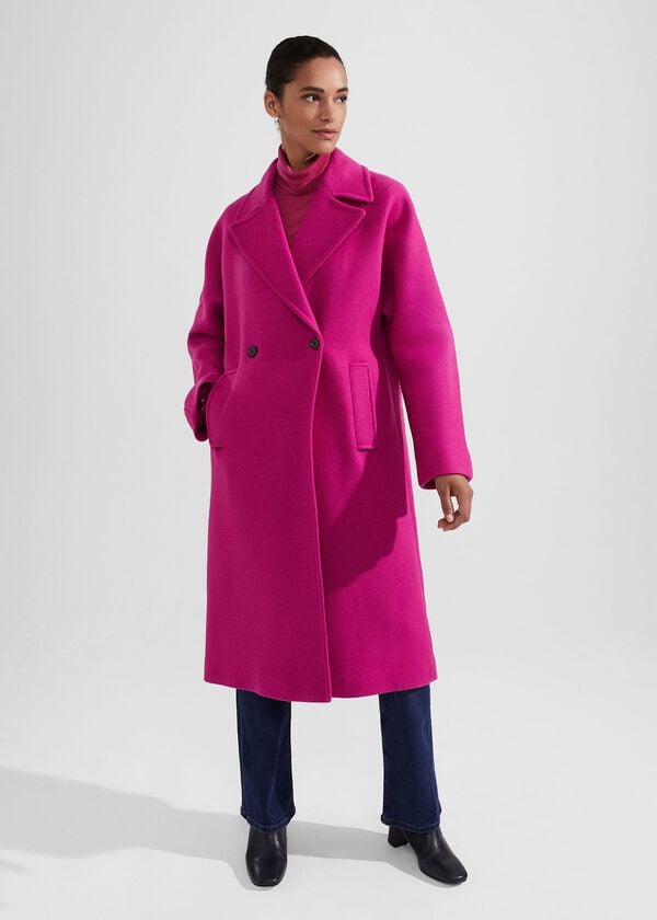 hobbs Carine Wool Coat Bright Pink