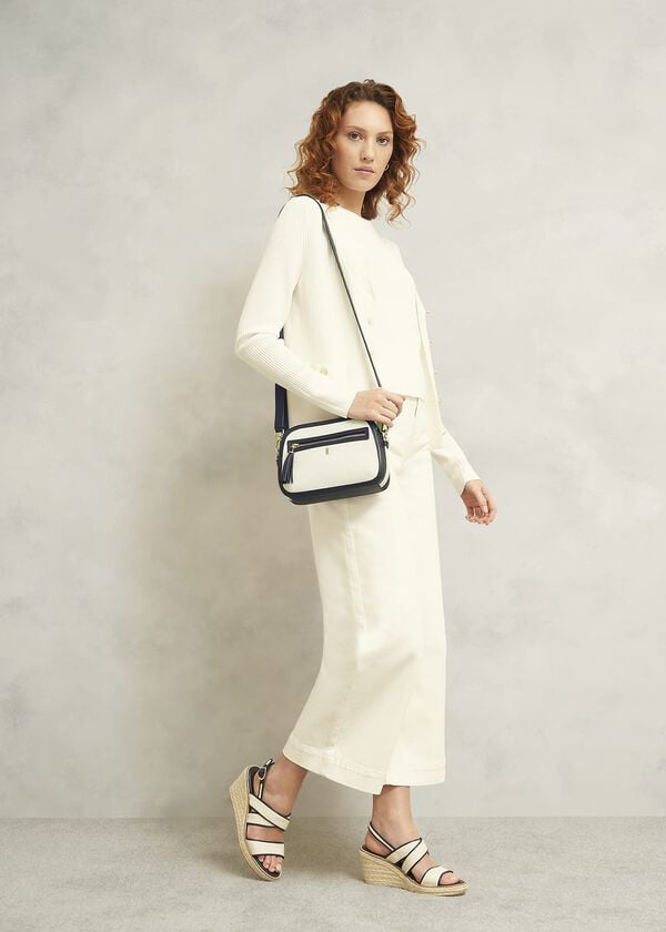 Hobbs Carlton Canvas Crossbody Bag Natural Navy