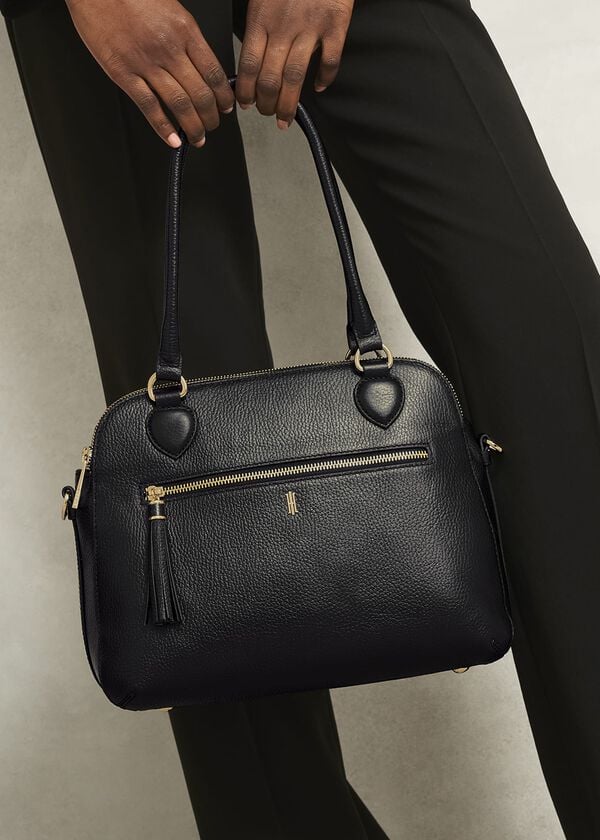 Hobbs Carlton Large Leather Crossbody Bag Black