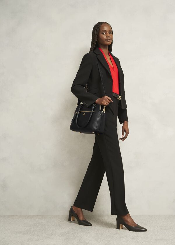 Hobbs Carlton Large Leather Crossbody Bag Black