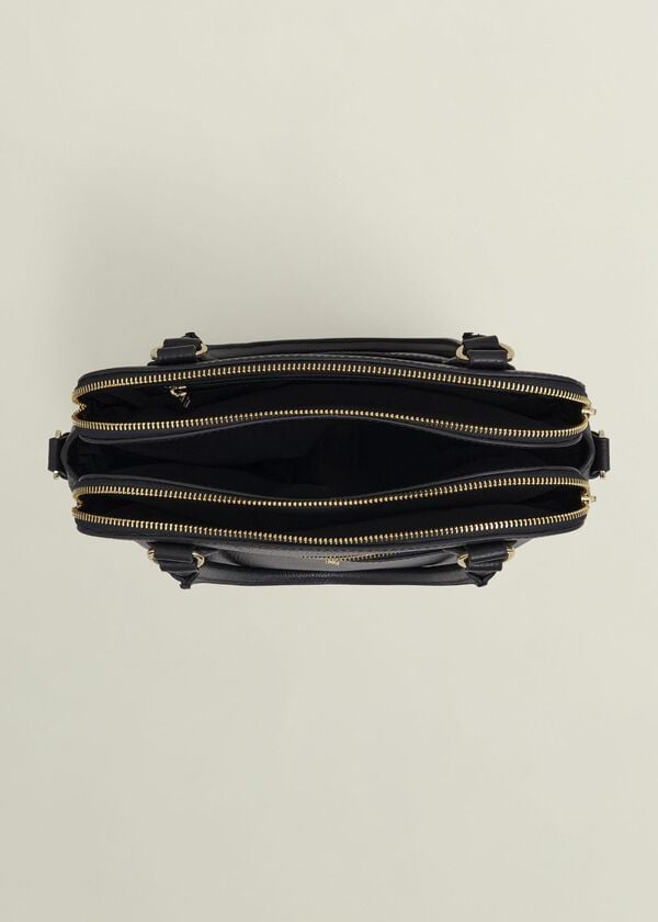 Hobbs Carlton Large Leather Crossbody Bag Black