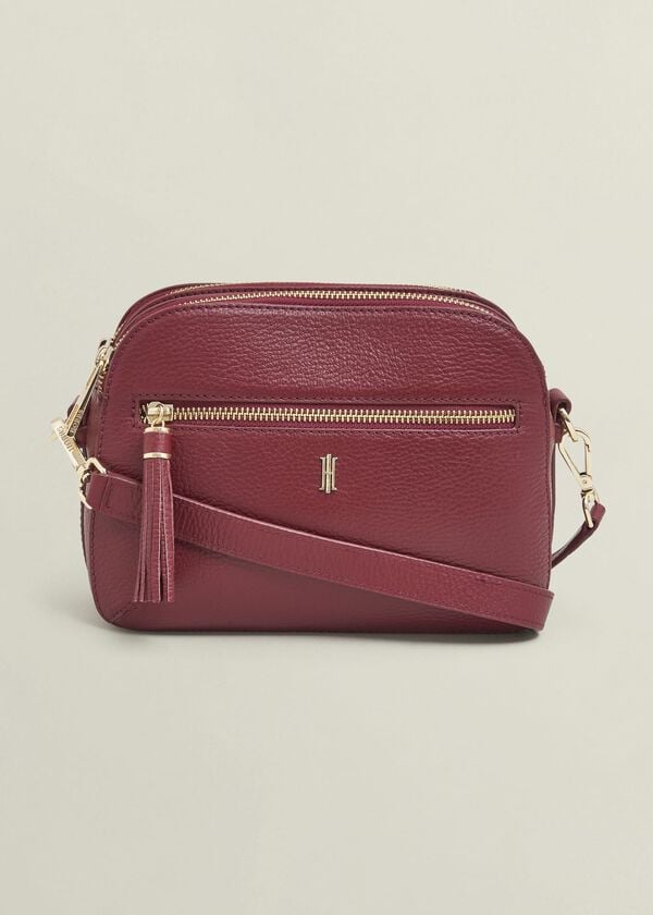 Hobbs Carlton Leather Crossbody Bag Beryl Red