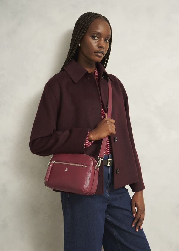 Hobbs Carlton Leather Crossbody Bag Beryl Red