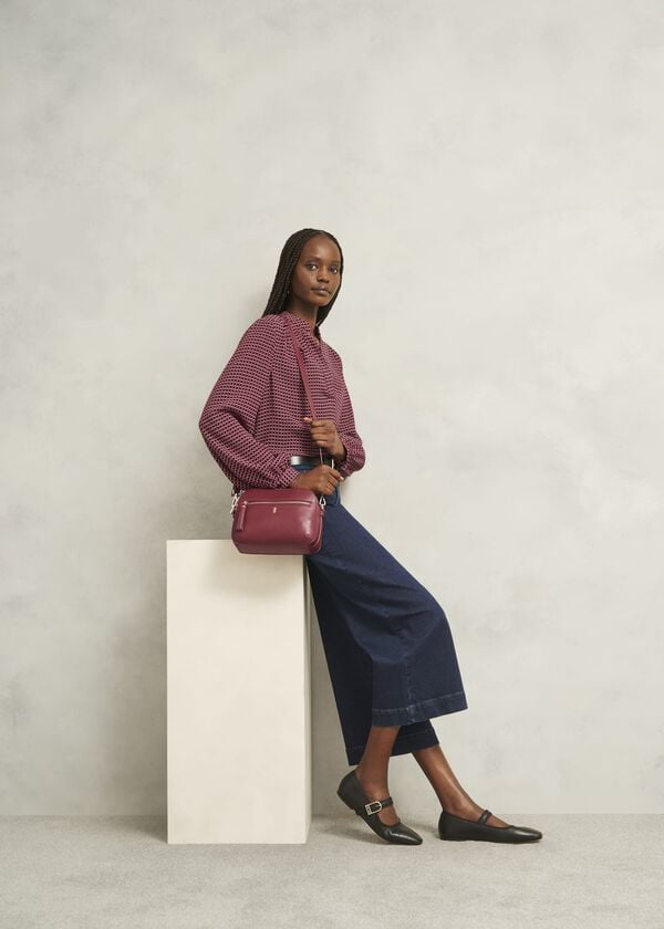 Hobbs Carlton Leather Crossbody Bag Beryl Red