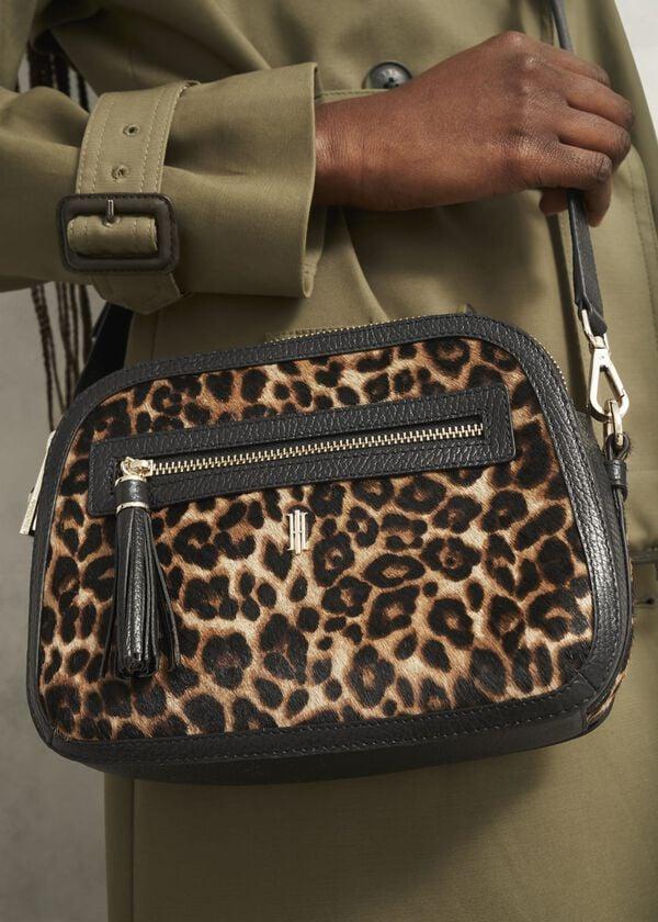 Hobbs Carlton Leather Crossbody Bag Leopard Print